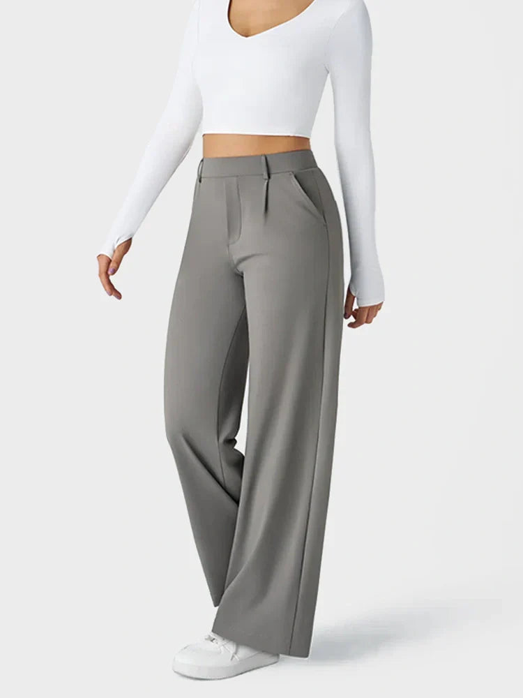 High Waisted Pocket Straight Leg Work Pants
