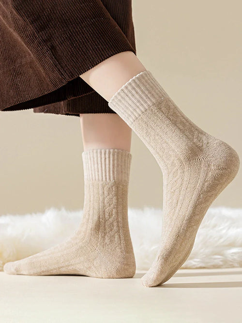 5-Pack Women's Cozy Thick Lining Warm Mid-Calf Socks
