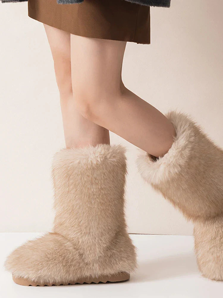 Women's Faux Fur Boot Furry Short Snow Boot